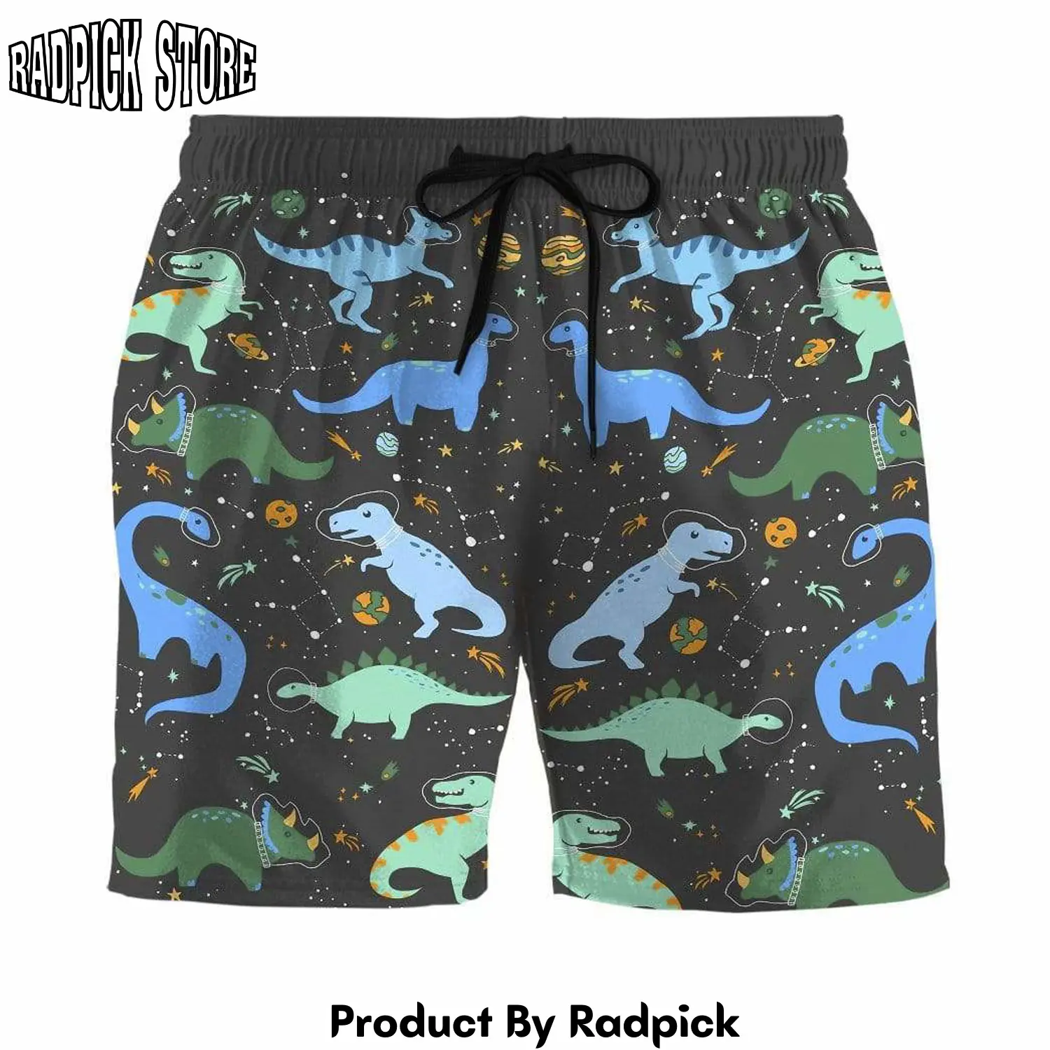 Radpick 3d custom beach shorts swim trunks dinosaurs in space rp631617